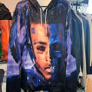 Men's Graphic Hoodie with Blue and Black Design